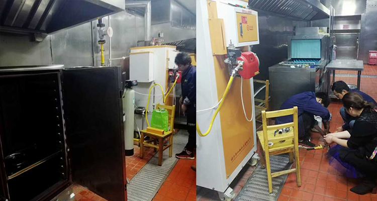 诺贝思技术人员上门给学校食堂安装食品加工蒸汽发生器